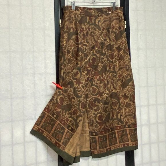 Pendleton Classic Paisley Border Print Faux Wrap Midi Skirt Green Rust 16 NWOT - Picture 3 of 12